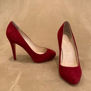 CHRISTIAN LOUBOUTIN-Dark Red, Suede 120 Pump